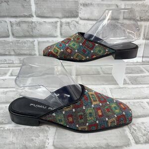 Fumu Roi Carmen Women's Size 7 Bright Multi-Colored Beads Mules Vintage